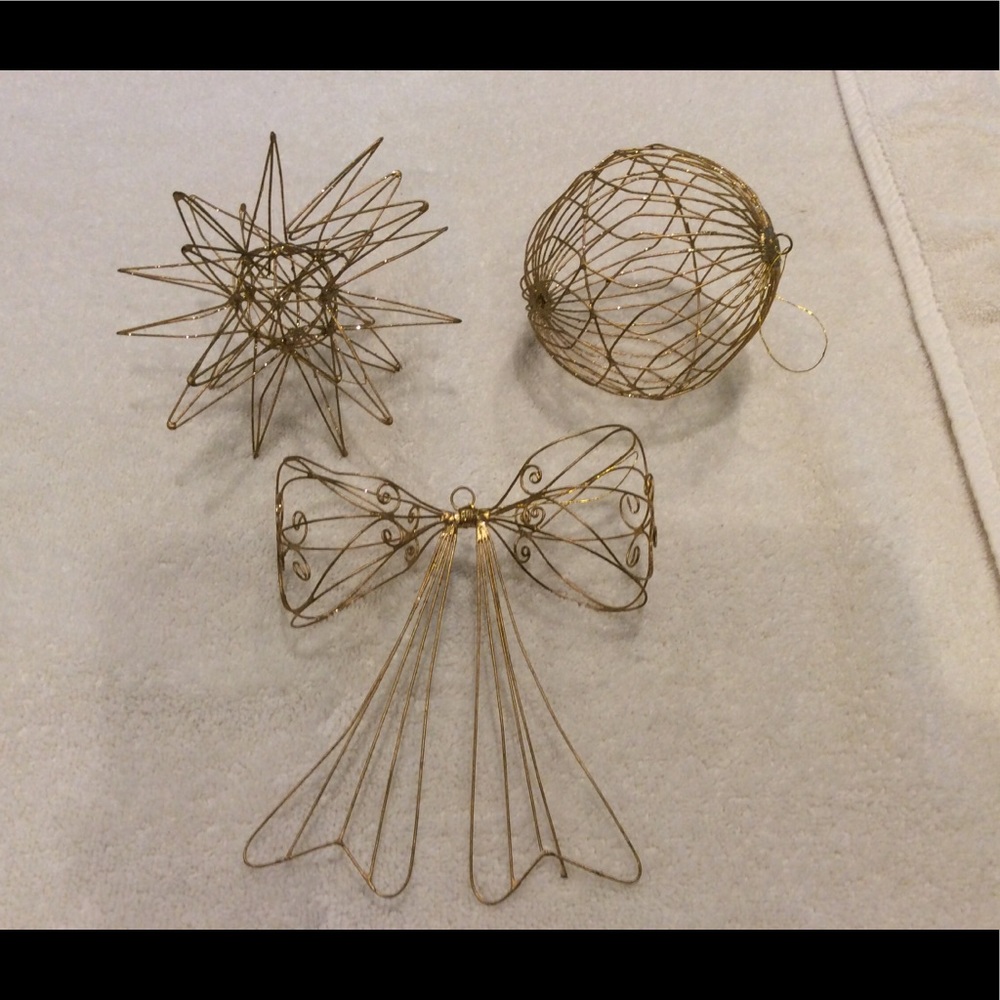 Christmas Ornaments, Set of 4, Large, Gold